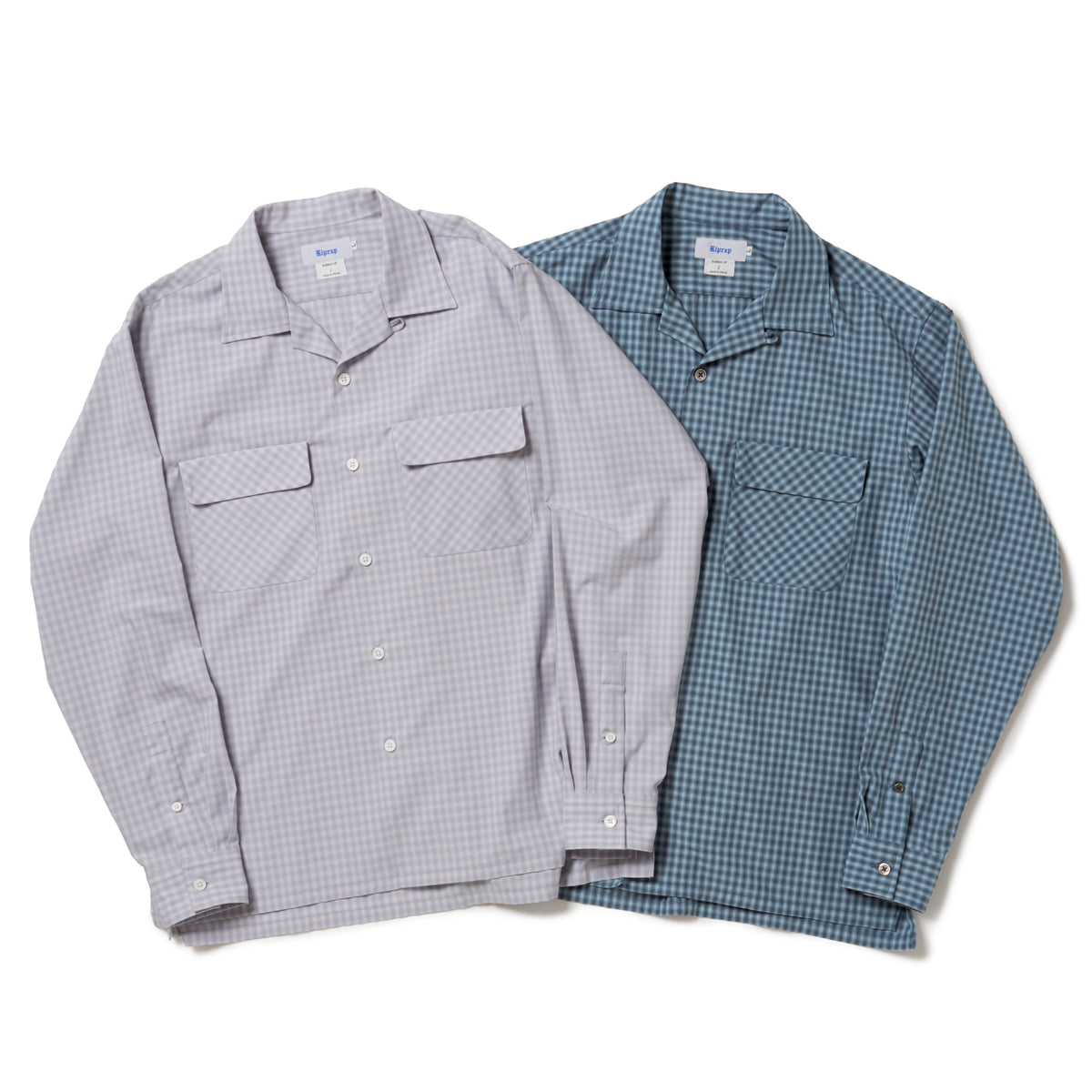 OPEN COLLAR SH L/S (PE/RA SHADOW CHECK) Riprap リップラップ
