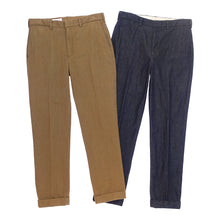 画像をギャラリービューアに読み込む, NO TUCK SLACKS (13OZ COLOR DENIM/ 12OZ STRONG TWISTED DENIM)