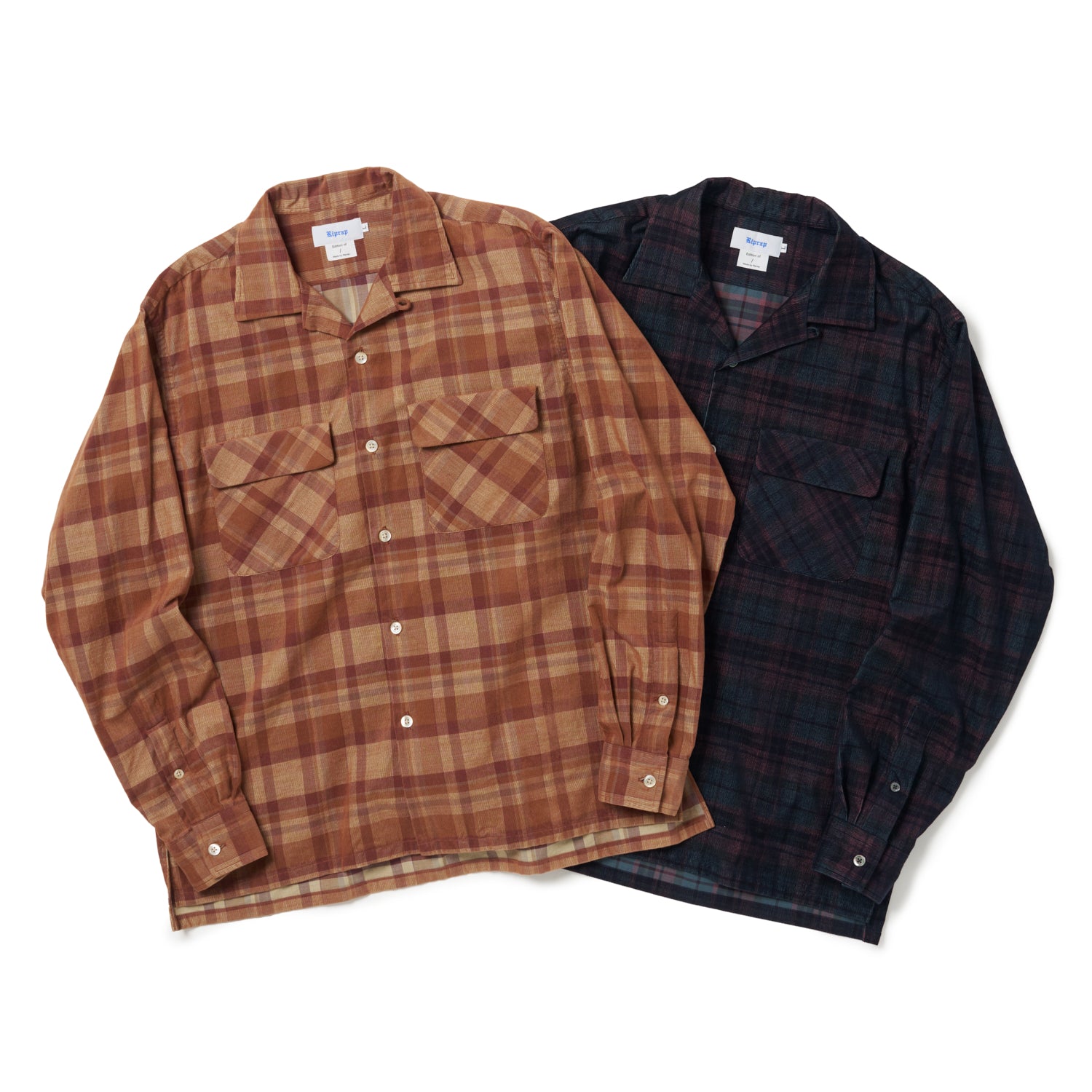 OPEN COLLAR SH L/S (21W PLAID CORDS) Riprap リップラップ – SCREEN