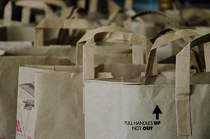 "PULL HANDLES UP NOT OUT↑" CUSTOM TOTE BAG