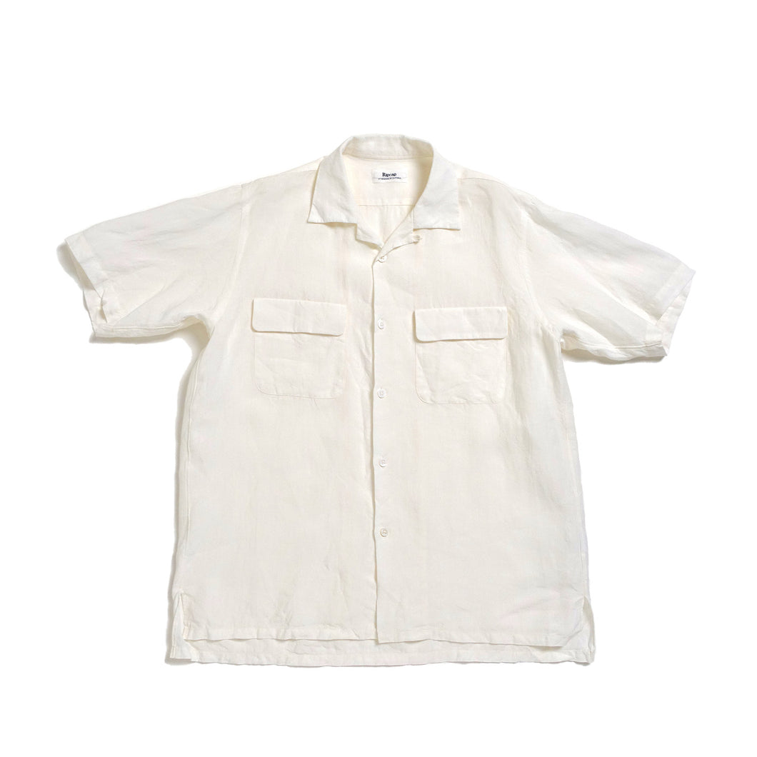 SEMI OPEN COLLAR SH S/S(HIGH COUNT LINEN)